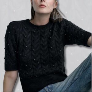 Zara Black Sweater with Elegant Details